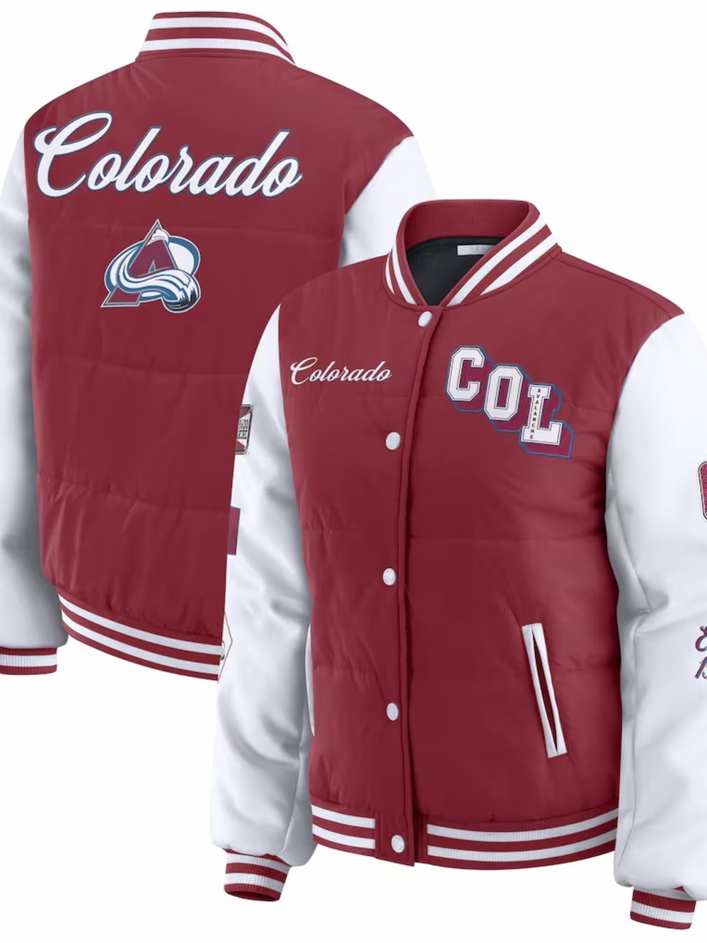 Fanatics Colorado Avalanche Maroon & White Varsity Jacket